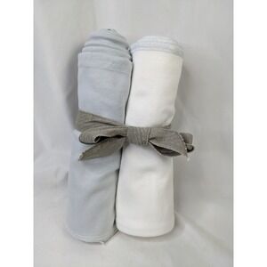 Under the Nile Baby Blanket Lot of 2 Organic Cotton White Gray